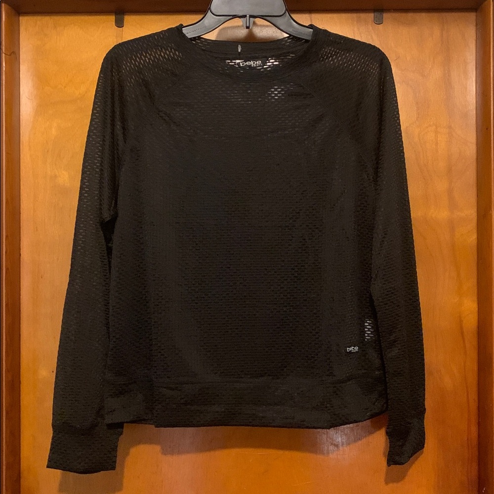 NWT BeBe Sport Size M Mesh Long Sleeve Top